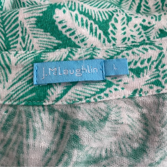 J. McLaughlin Tropical Linen Button 3/4 Sleeve Top Green Size L 26551 - Picture 3 of 7